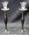 Picture of Orrefors green frosted glass candlesticks