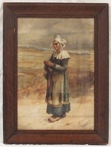 Picture of Walter Satterlee  (1844 - 1908) "Peasant Woman with Knitting"