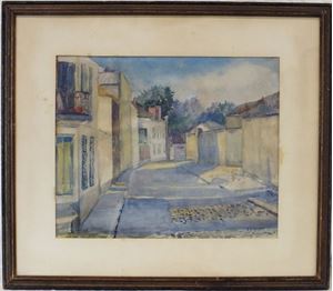 Picture of 1928 "Fontainebleau France watercolor" signed D. Mossey
