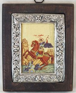 Picture of Greek icon with Sterling riza