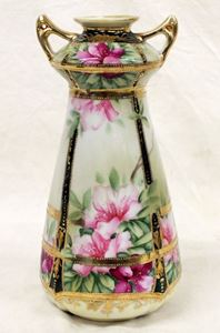 Picture of Nippon Vase 9" tall, 4 1/2" diameter. Marked on the bottom