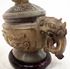 Picture of Chinese jade incense burner with lid and wooden base. 4 1/2" x 6" x 3"