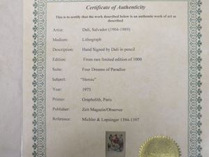 Picture of Salvador Dali "Four Dreams of Paradise" signed Lithographs